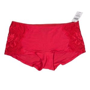 Soma Embraceable Signature Lace Boy Short Panties Red Size Medium